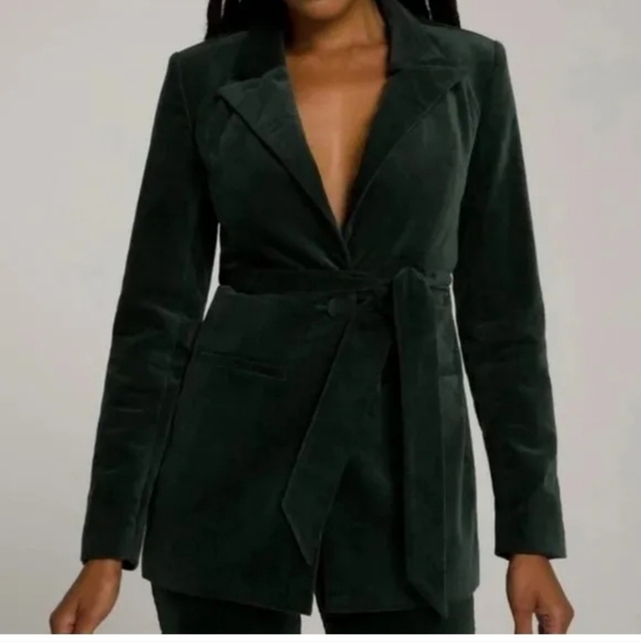 Good American Green Velvet Fit and Flatter Blazer Jacket, sz 4 / XL - Picture 3 of 15